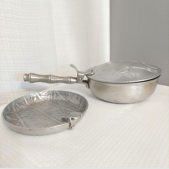 Everlast Silent Butler W Ashtray Insert Bamboo Print Aluminum Hand Forged - Picture 1 of 8